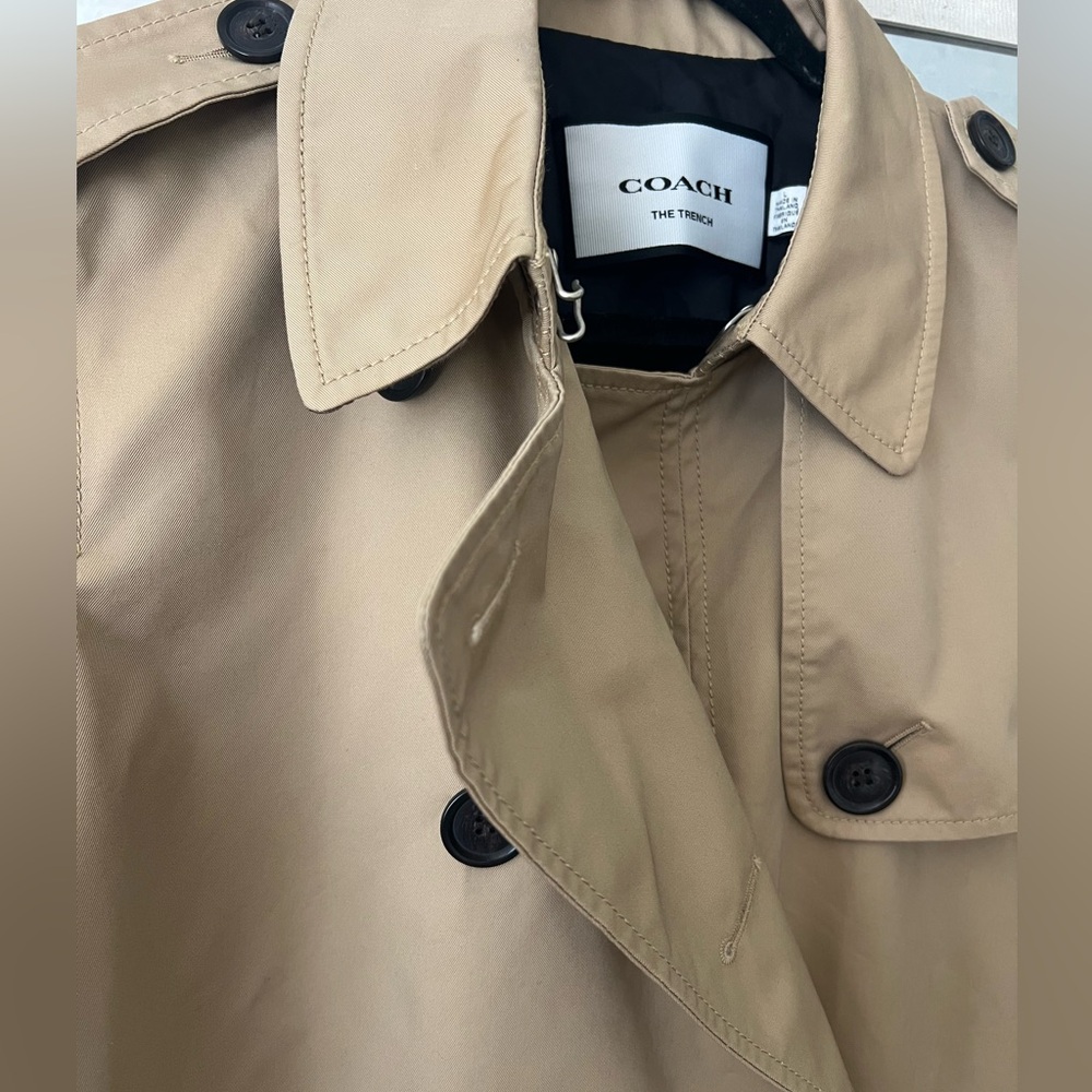 Coach Tan Double-Breasted Trench Coat - Picture 9 of 13